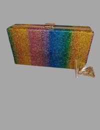 Rainbow Rhinestone Clutch w/chain