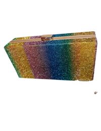 Rainbow Rhinestone Clutch w/chain